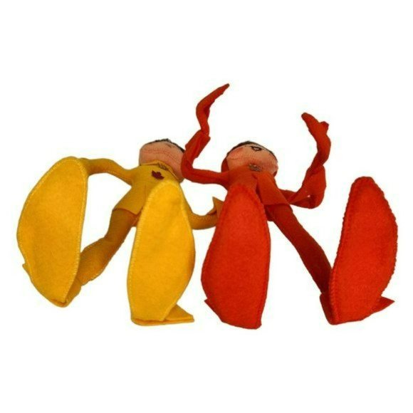 (2) ANNALEE 10" Orange Elf Helper & Yellow Elf Helper Standing Elves Autumn Fall - Picture 6 of 6